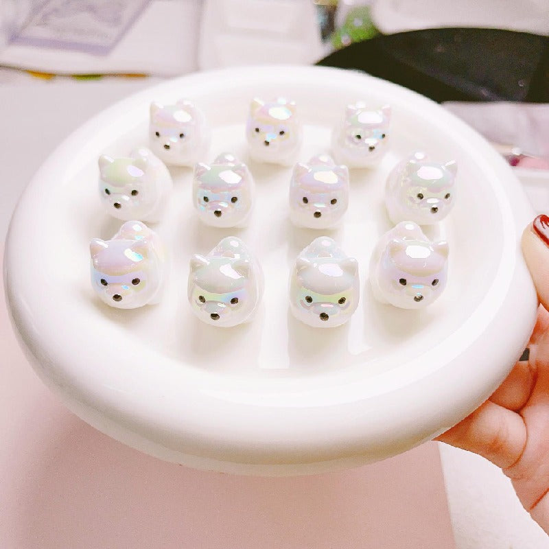 Glossy Dog Sheep Acrylic Beads 25mm Pastel Colors 2pcs 9