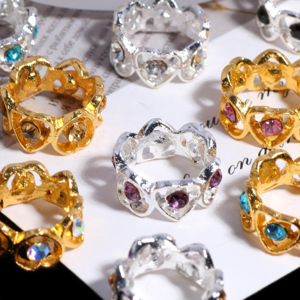 Vintage Micro Pave Zircon Heart Alloy Beads 16mm 10pcs 3