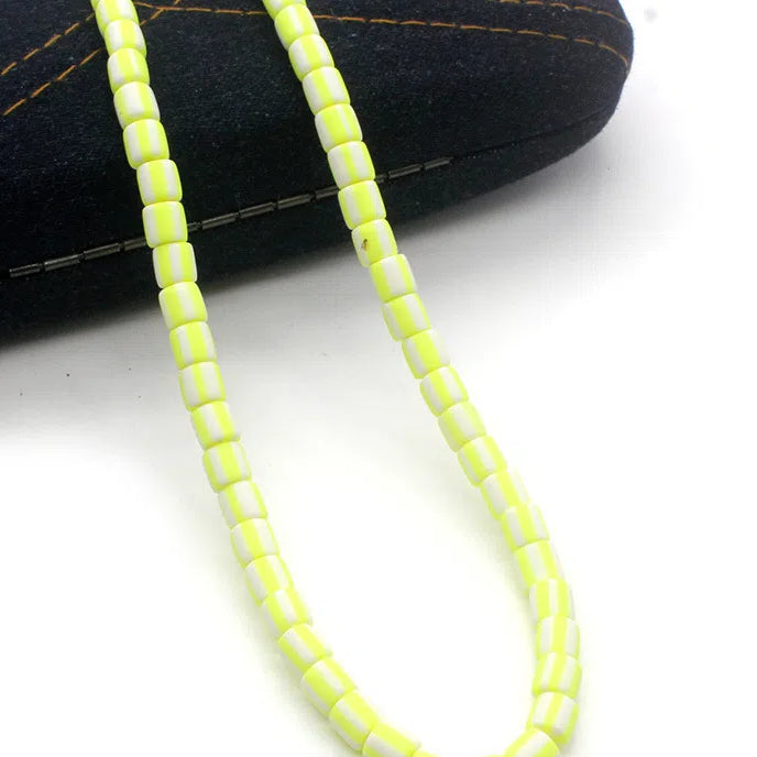 Cylindrical Clay Beads 6mm Two-Color Striped Matte Finish 10strands 630pcs 16