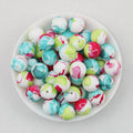 15mm Print Round Silicone Beads with Colorful Floral Patterns 50pcs - Pattern 1