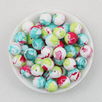 15mm Print Round Silicone Beads with Colorful Floral Patterns 50pcs - Pattern 1