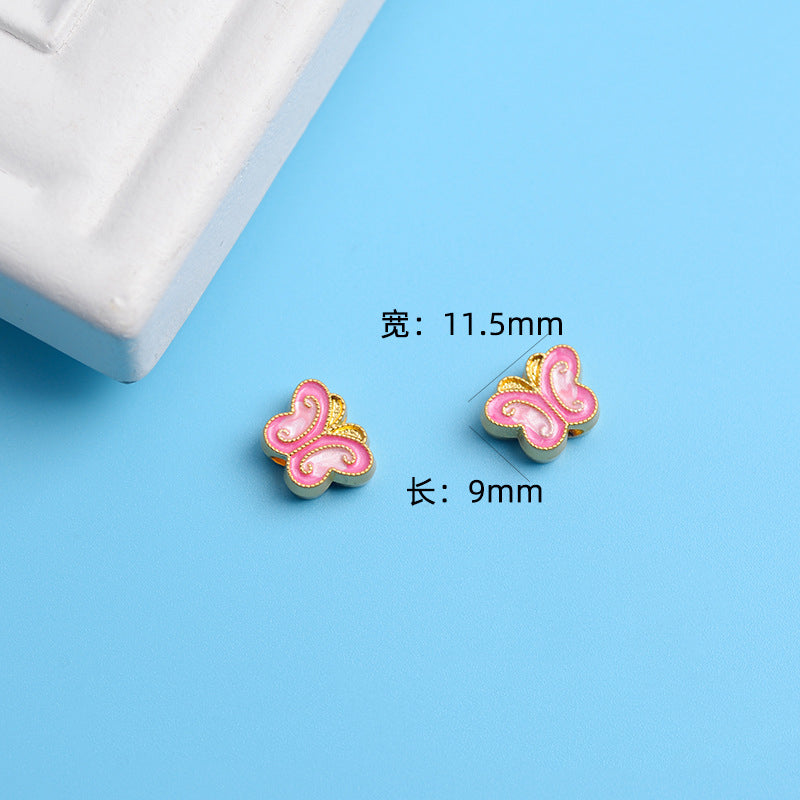 Butterfly Metal Beads 13mm Painted Double-Sided Zinc Alloy 10pcs 4
