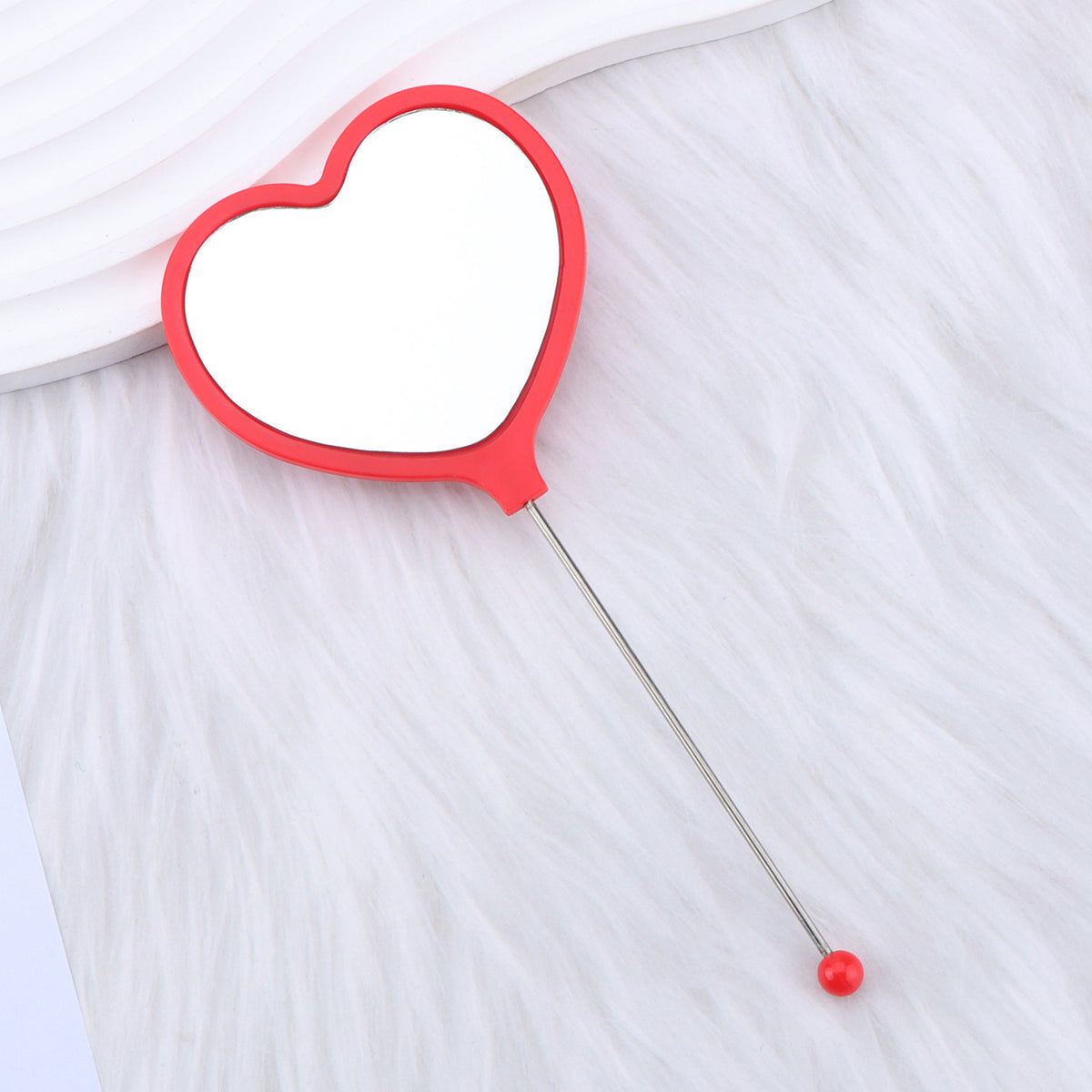 Beadable Plastic Mirrors Handheld Heart-shaped