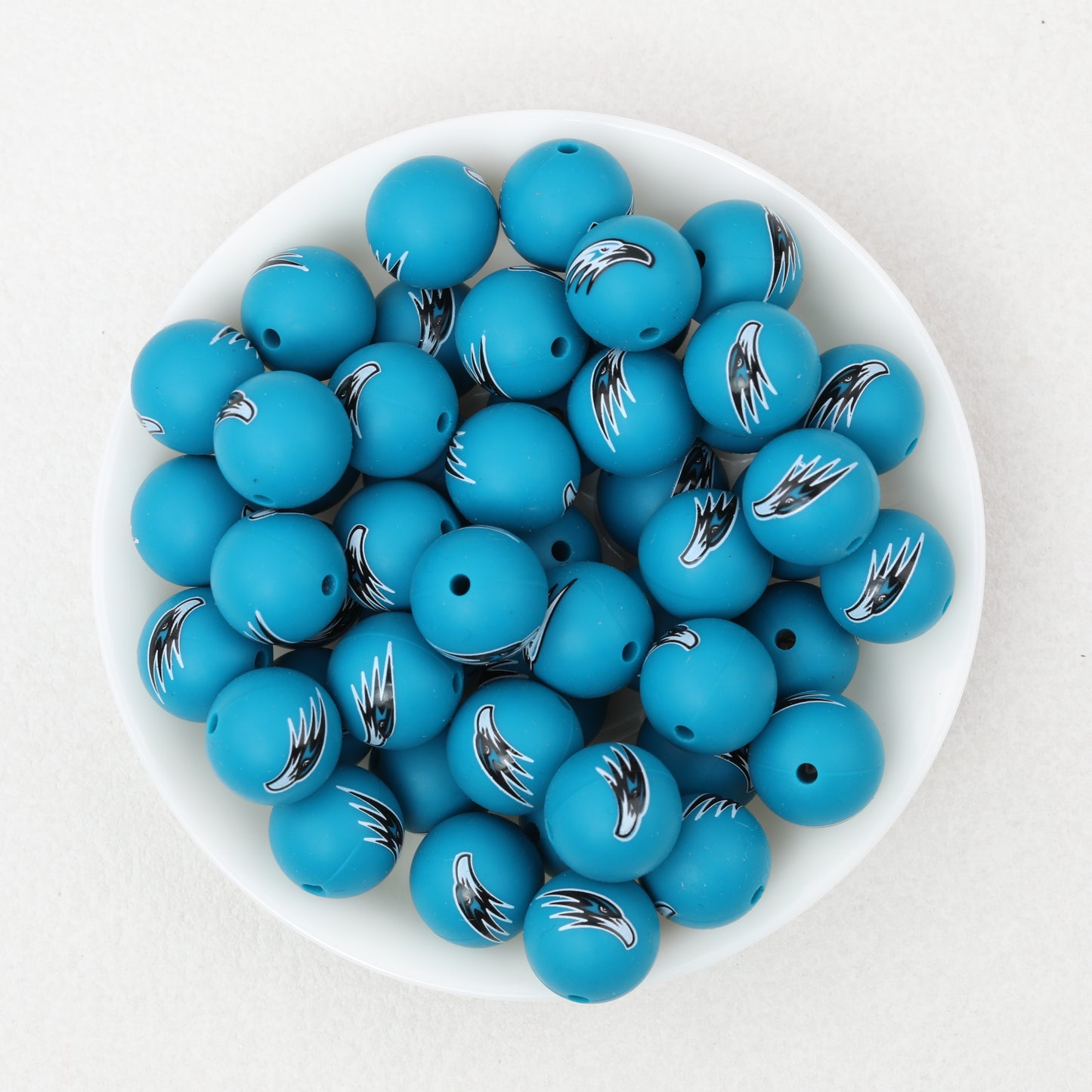 15mm Printed Pattern Silicone Beads Colorful Design 50pcs 3