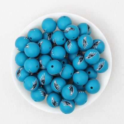 15mm Printed Pattern Silicone Beads Colorful Design 50pcs 3