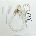 Pearl Heart Beaded Keychain with Gold Accents Elegant Charm 8