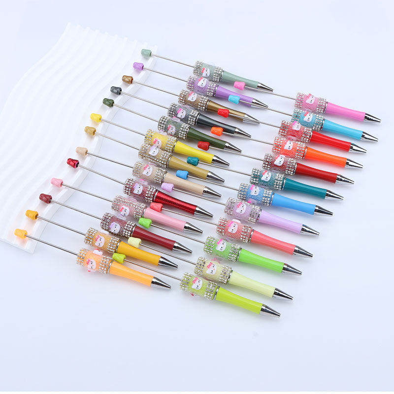 Beadable Pen with Kitty and Rhinestone 