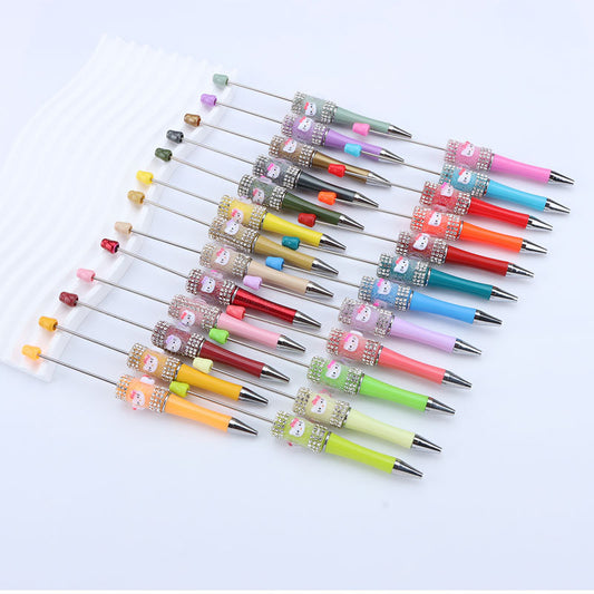 Beadable Pen with Kitty and Rhinestone 
