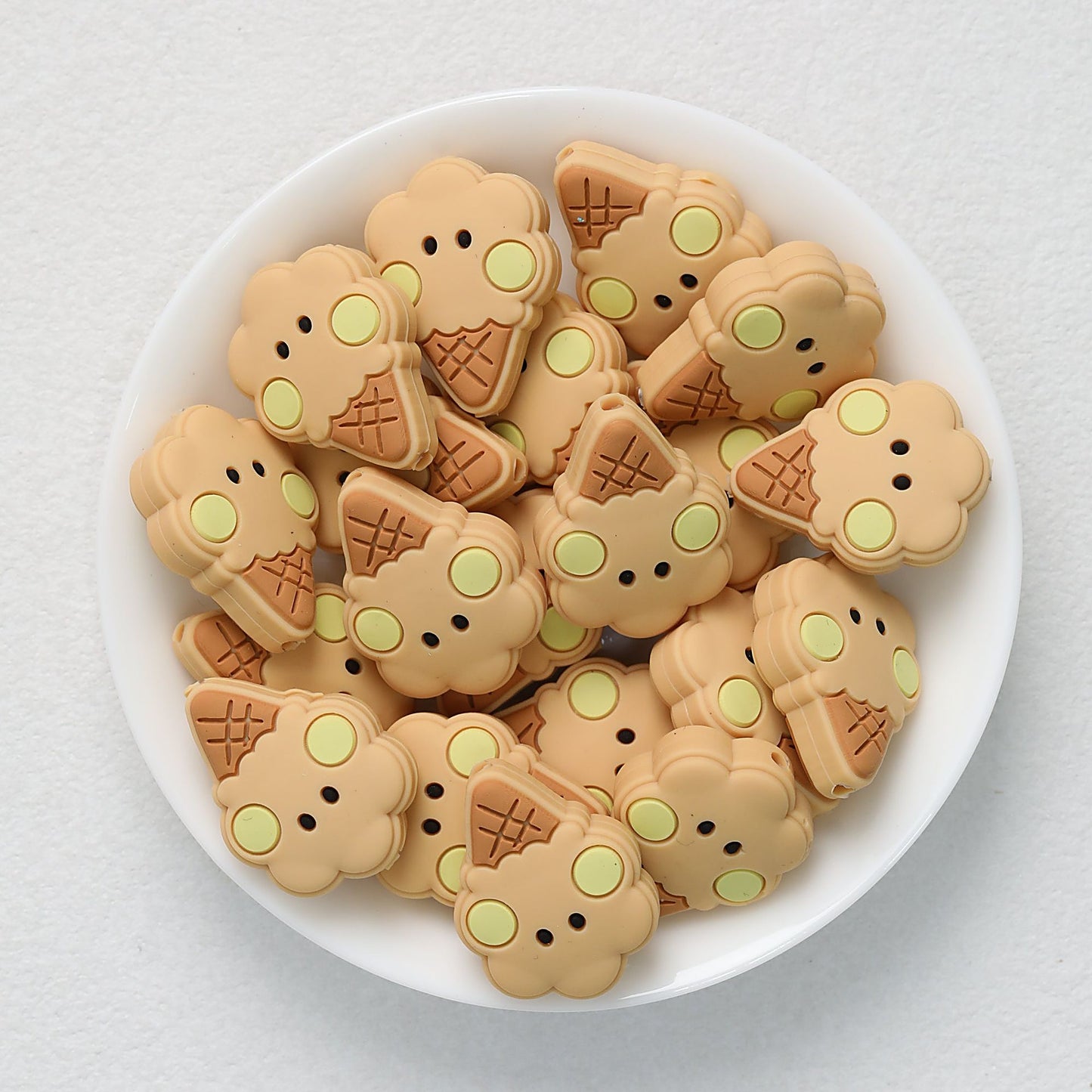Cute Ice Cream and Animal Silicone Focal Beads 20 pcs - Khaki