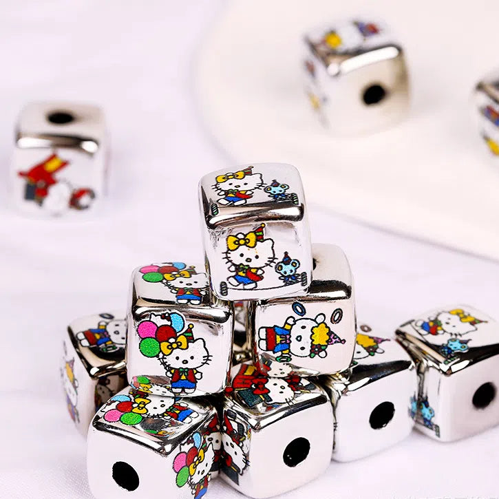 Silver Square Acrylic Beads 14mm Hello Kitty Series 10pcs 3