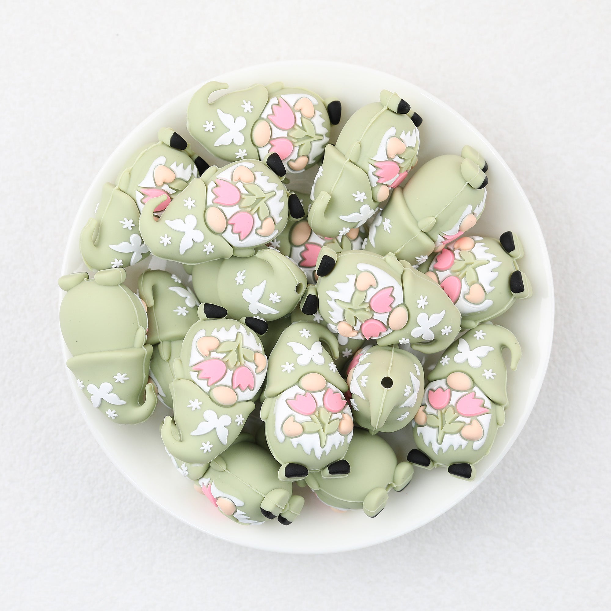  3D Tulip Dwarf  Silicone Focal Beads 20Pcs 2