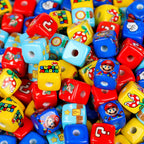 Creative Cartoon Mario Printed Acrylic Square Beads 14mm 10pcs