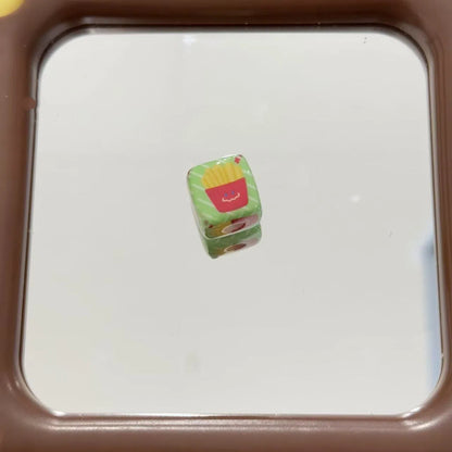 Square Acrylic Beads 14mm Tasty Snack Printed Pastel Colors 10pcs 10