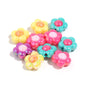 Cartoon Flower Acrylic Beads 16mm Glossy Pastel Colors 20pcs 12