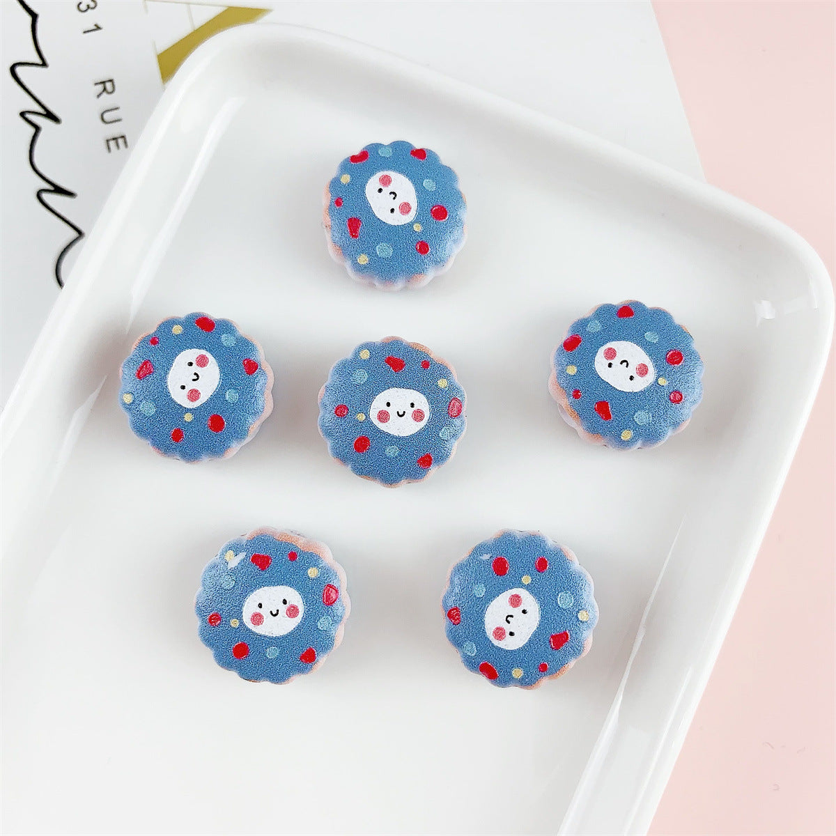 Cute 16mm Acrylic Double-Sided Printed Cookie Round Beads 20pcs 8