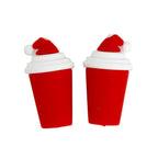 Silicone 3D Focal Beads Christmas Cup With Santa Hat 20pcs