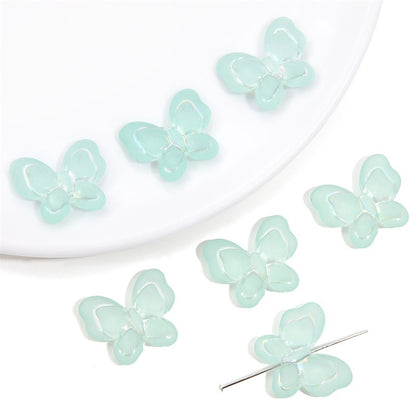 Transparent Frosted Butterfly Acrylic Beads 21x18mm Pastel Colors 20pcs 12