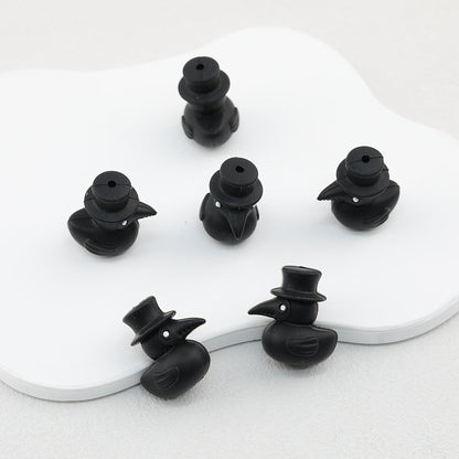 3D Black Crow Hat Silicone Focal Beads 20pcs