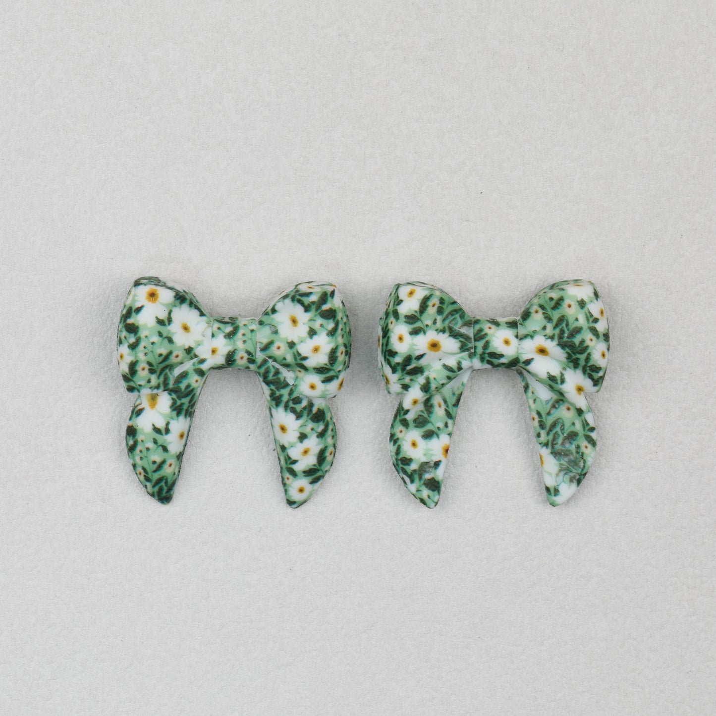 3D Printed Bow Shape Silicone Beads Colorful Pattern 10pcs 7