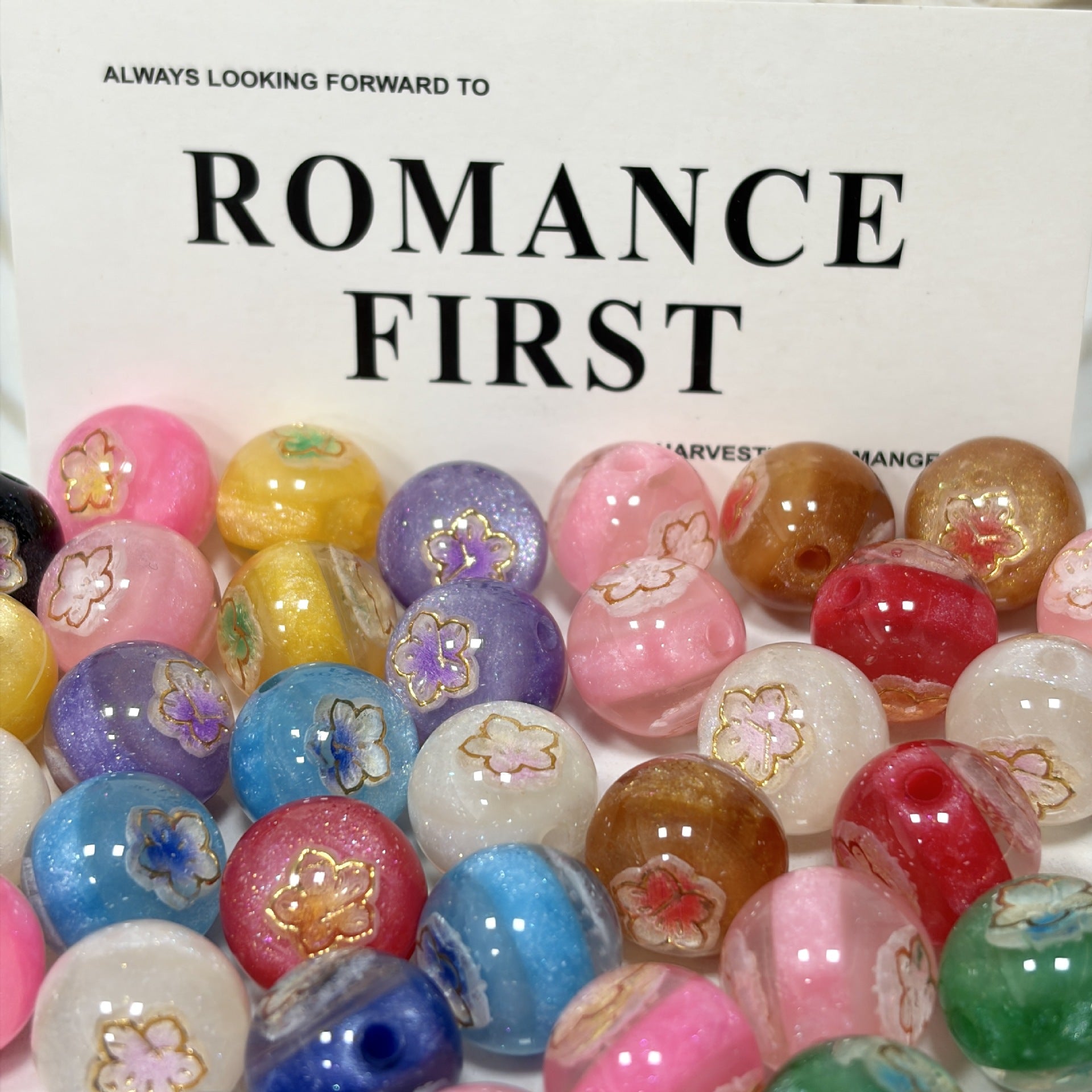 Luminous Color-Changing Resin Round Flower Beads 16mm 10pcs 3