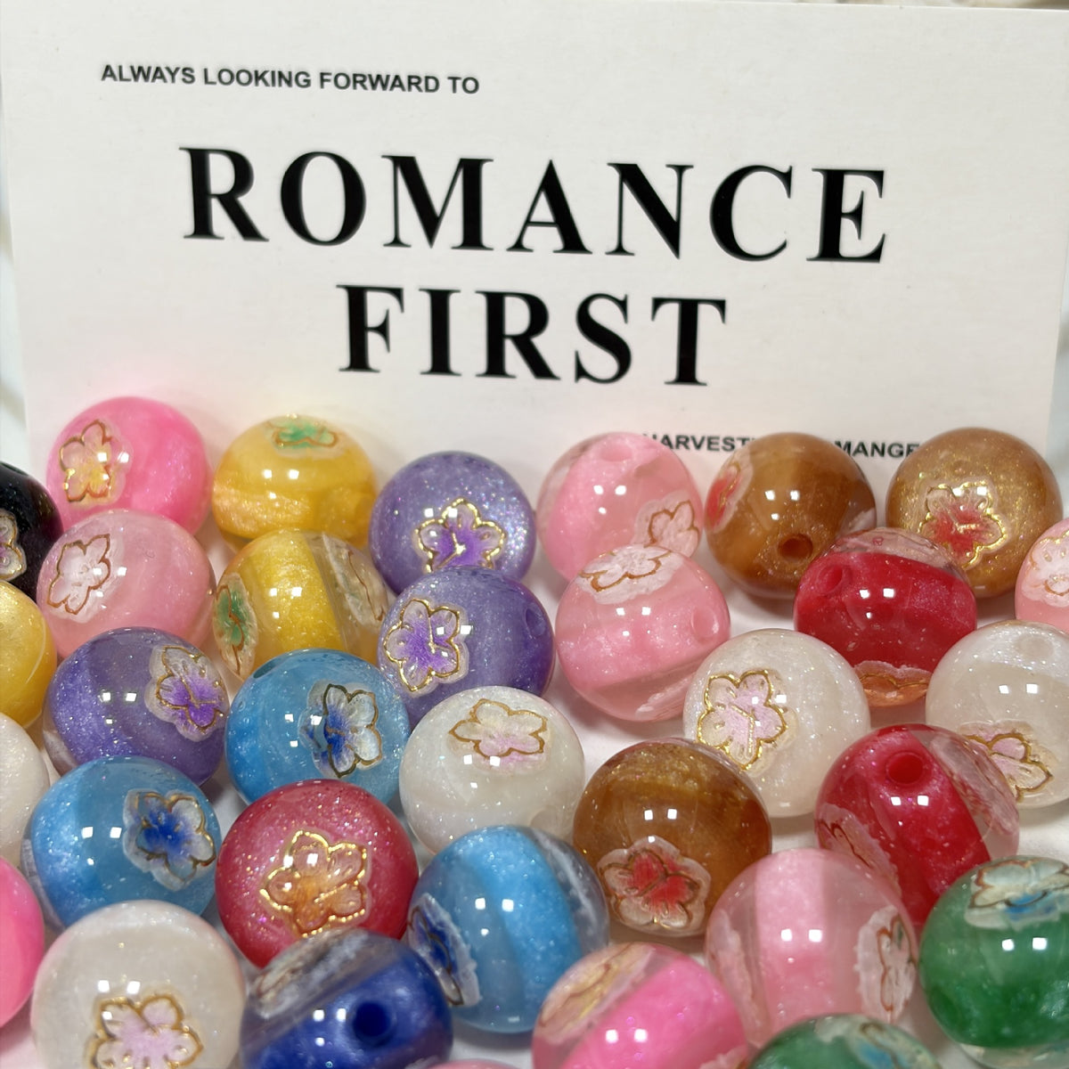 Luminous Color-Changing Resin Round Flower Beads 16mm 10pcs 3