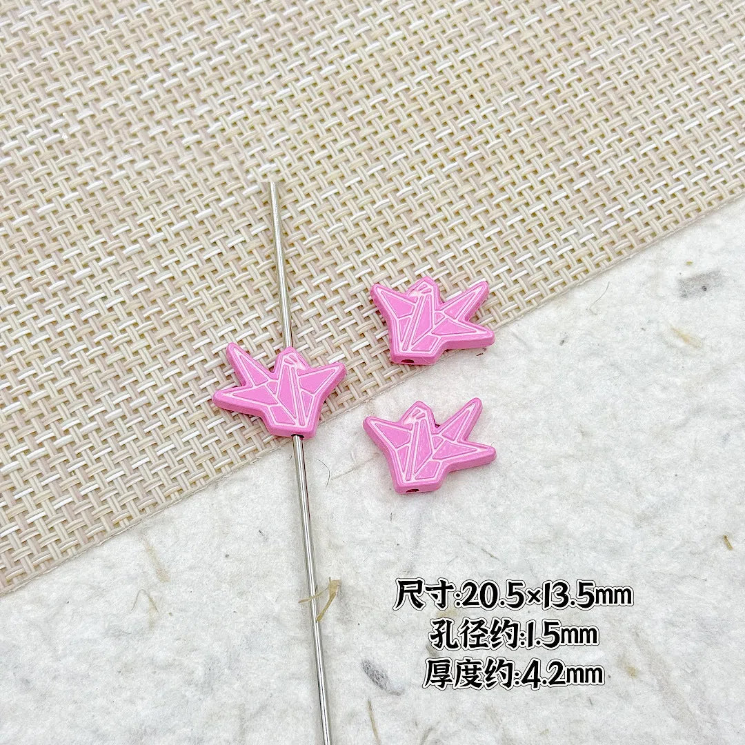 Folded Paper Crane Metal Beads 20mm Spray Painted Colorful Alloy 20