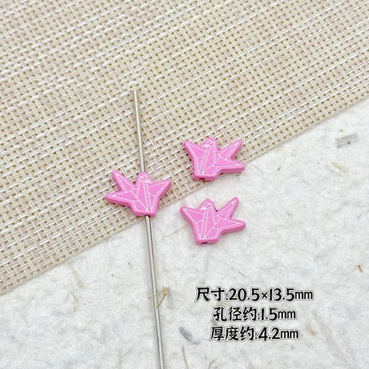 Folded Paper Crane Metal Beads 20mm Spray Painted Colorful Alloy 20