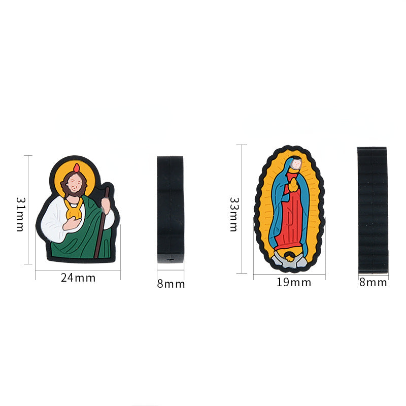 Silicone Focal Beads Religious Jesus Virgin Mary Detailed Figures 10pcs 2