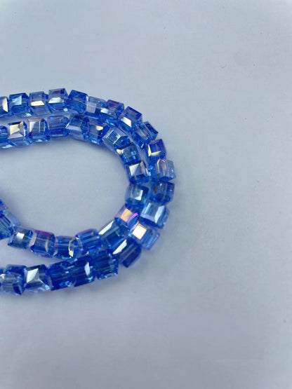 Electroplated Square Glass Beads 6mm Colorful Reflective 96pcs 18