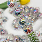 20mm Independence Day Printed Bubblegum Acrylic Beads 50pcs 2