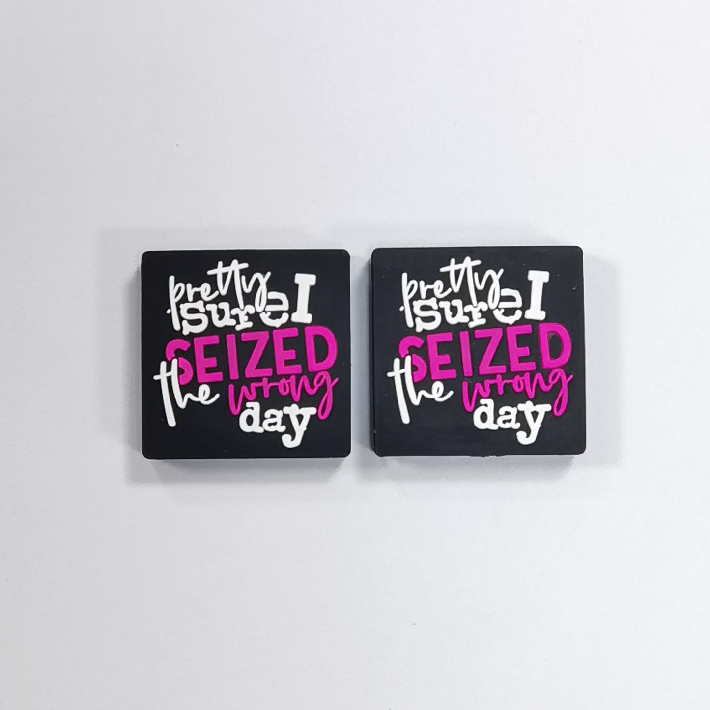 Silicone Focal Beads Rose Red Letters Bold Text 20pcs