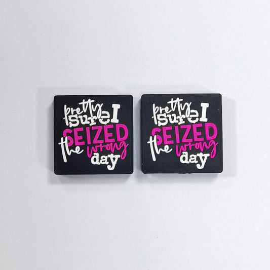 Silicone Focal Beads Rose Red Letters Bold Text 20pcs