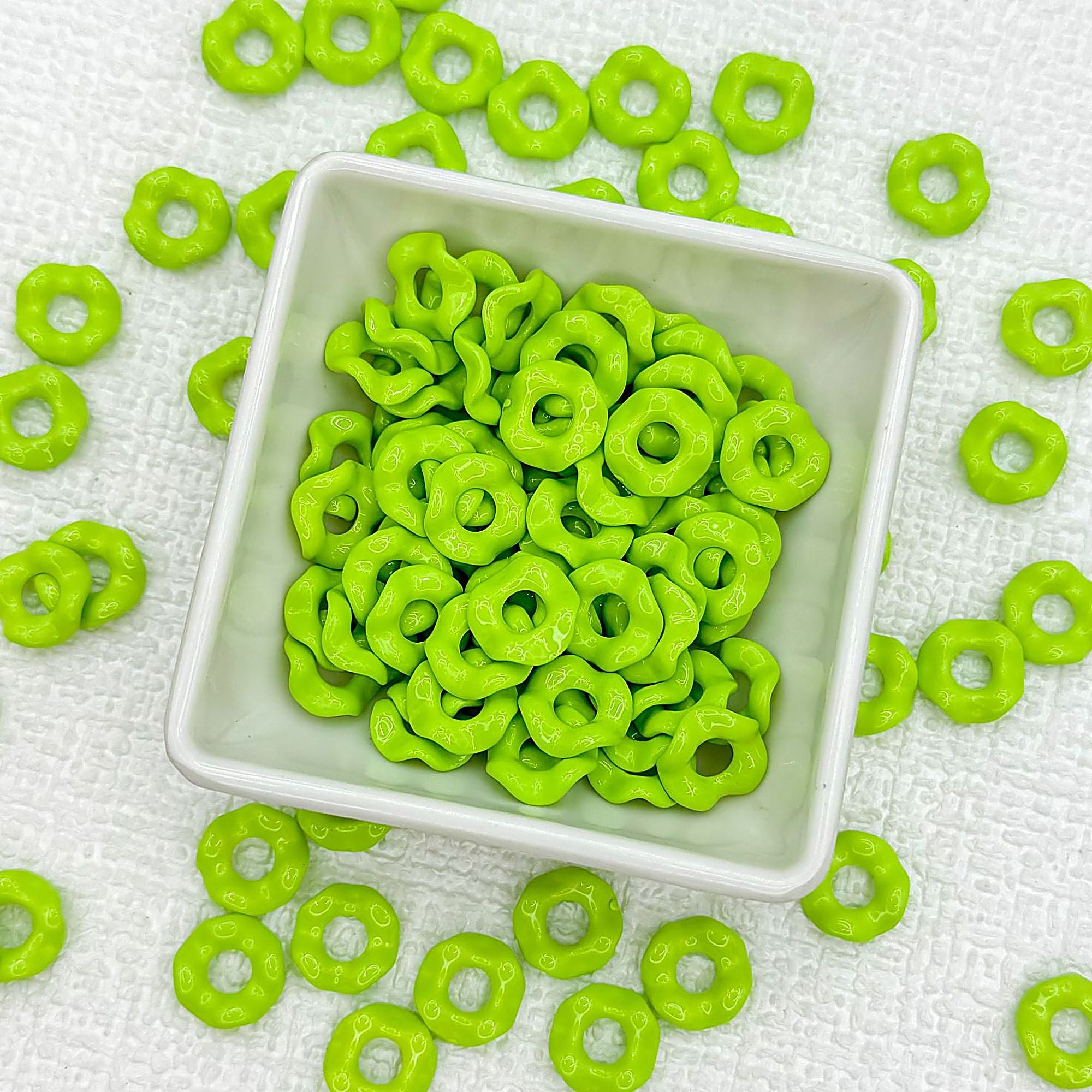 Acrylic Wavy Spacer Beads 12mm Baking Painted Colorful 50pcs - Green