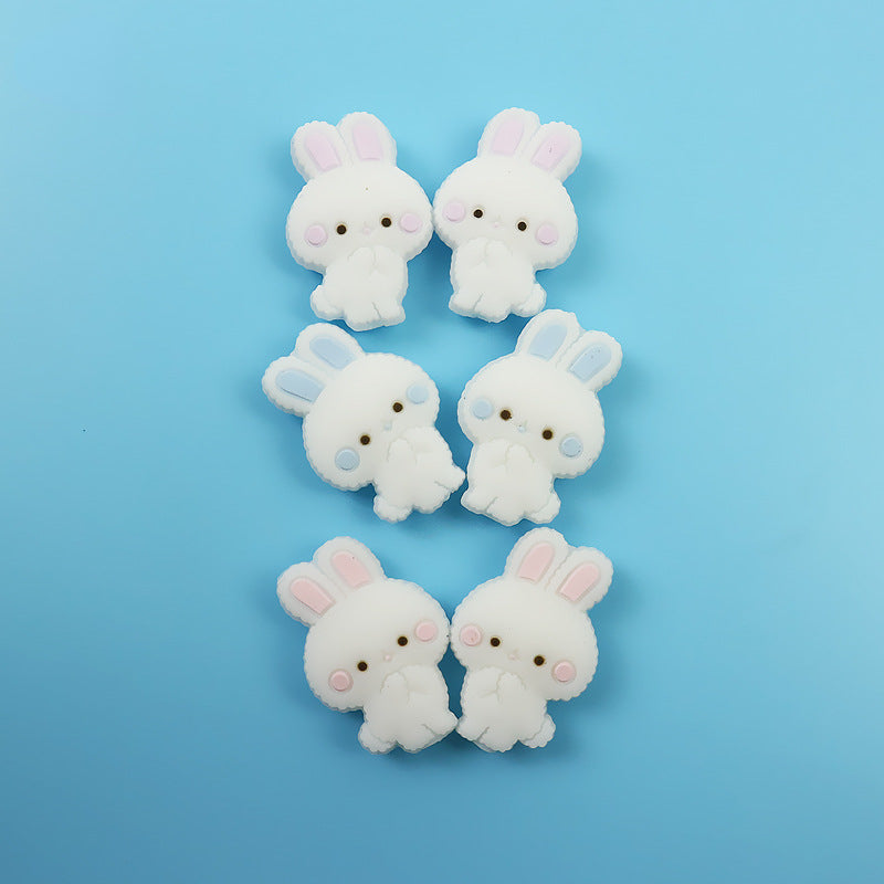 Silicone Focal Beads Rabbit Pastel Cheeks Detailing 10pcs 2