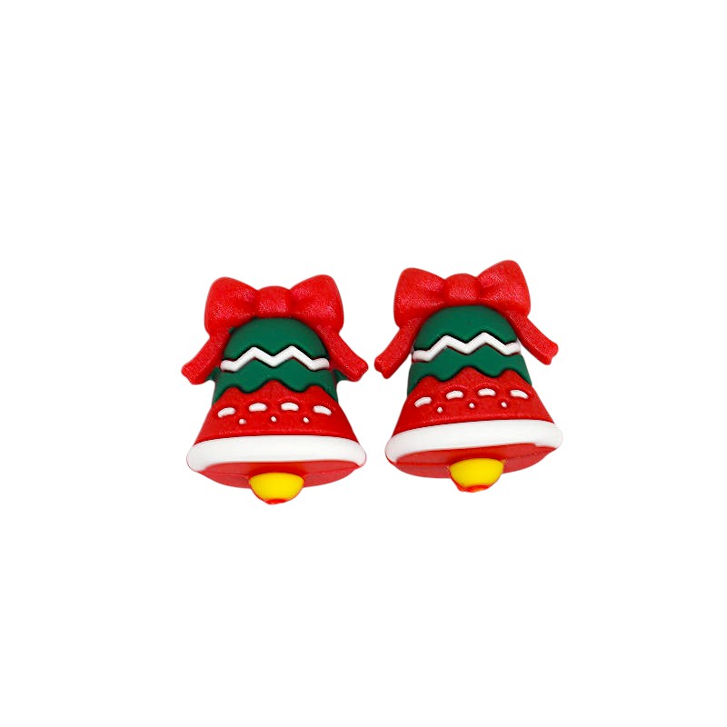 Silicone 3D Focal Beads Christmas Bow Bell Color Shifting 20pcs