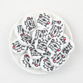 White Coffee Wine Silicone Focal Beads Wholesale, Cup Glass Quote Text Bold Red