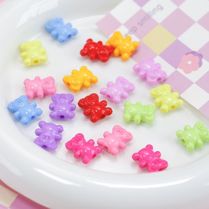 Colorful Bear Acrylic Beads 12x14mm Playful Design 20pcs 4