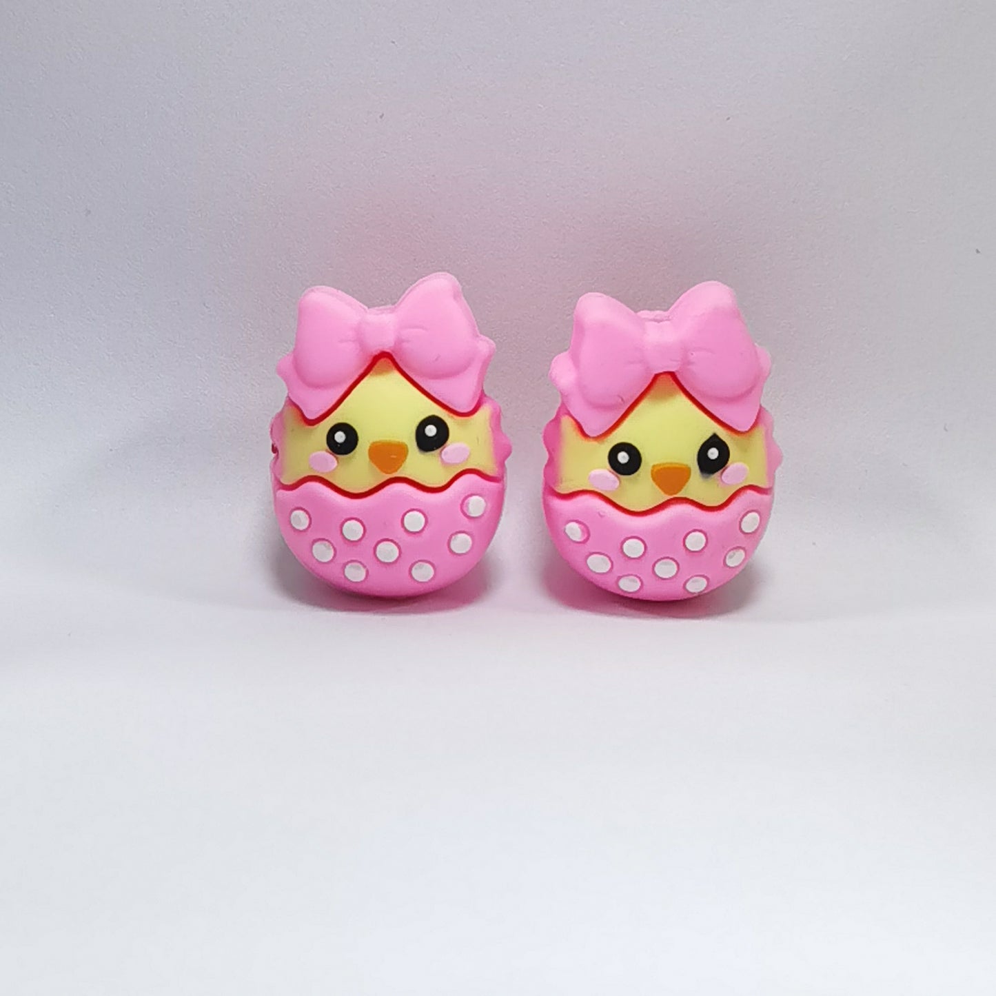 Silicone 3D Focal Beads Easter Pink Bow Chick Polka Dotted Eggshell 20pcs