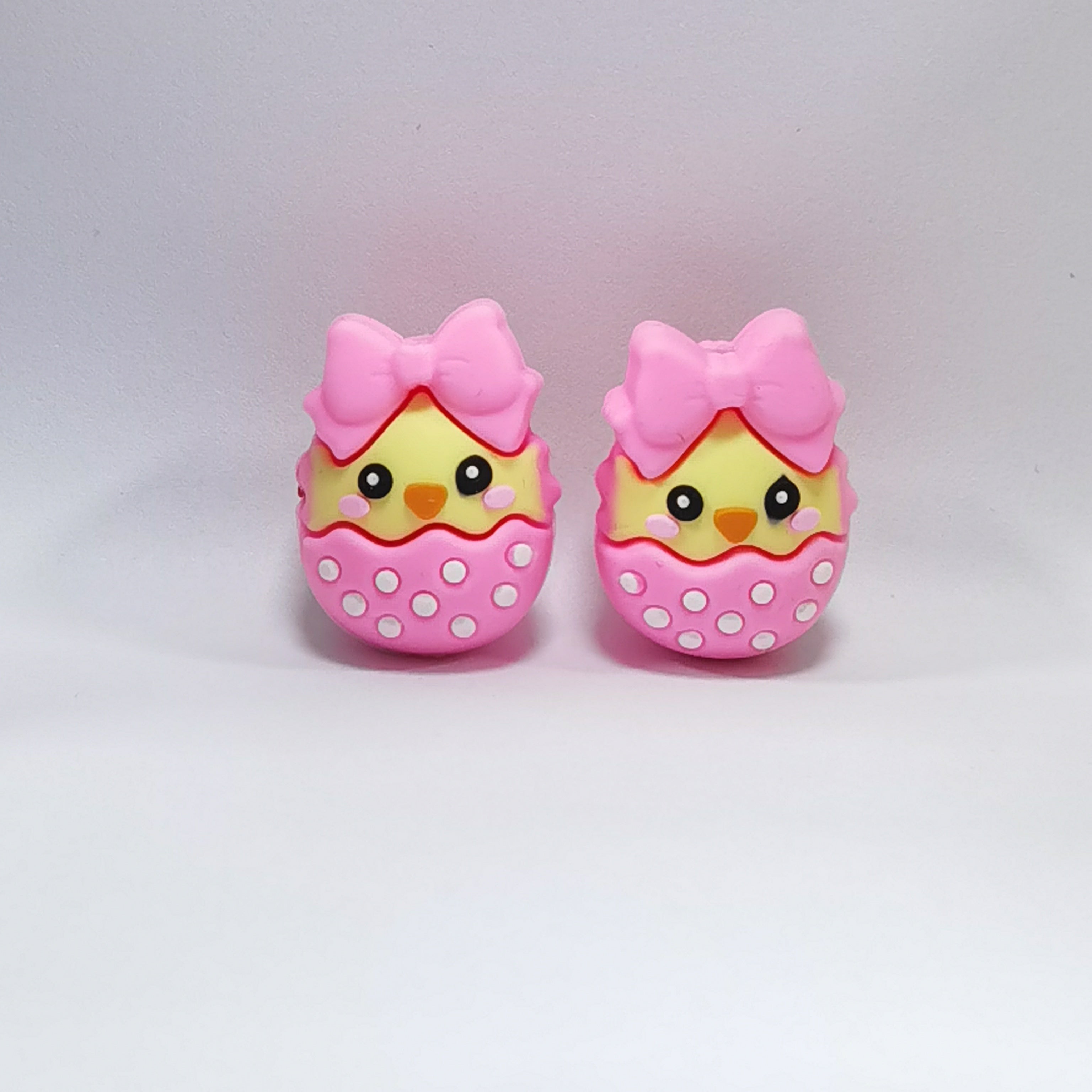 Silicone 3D Focal Beads Easter Pink Bow Chick Polka Dotted Eggshell 20pcs