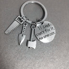 Alloy Handyman Tool Round Tag Keychain Polished Silver Metal 14