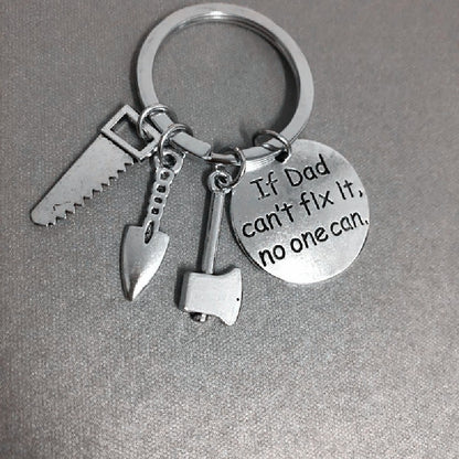 Alloy Handyman Tool Round Tag Keychain Polished Silver Metal 14