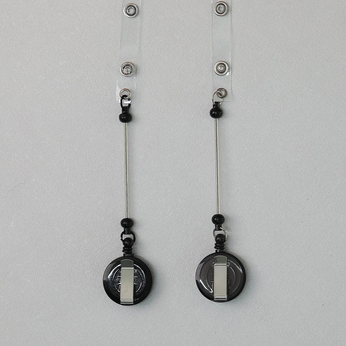 Beadable Badge Reels Retractable ID Keychain Clip - Black