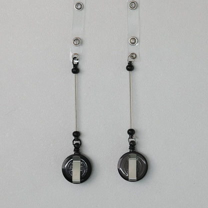 Beadable Badge Reels Retractable ID Keychain Clip - Black