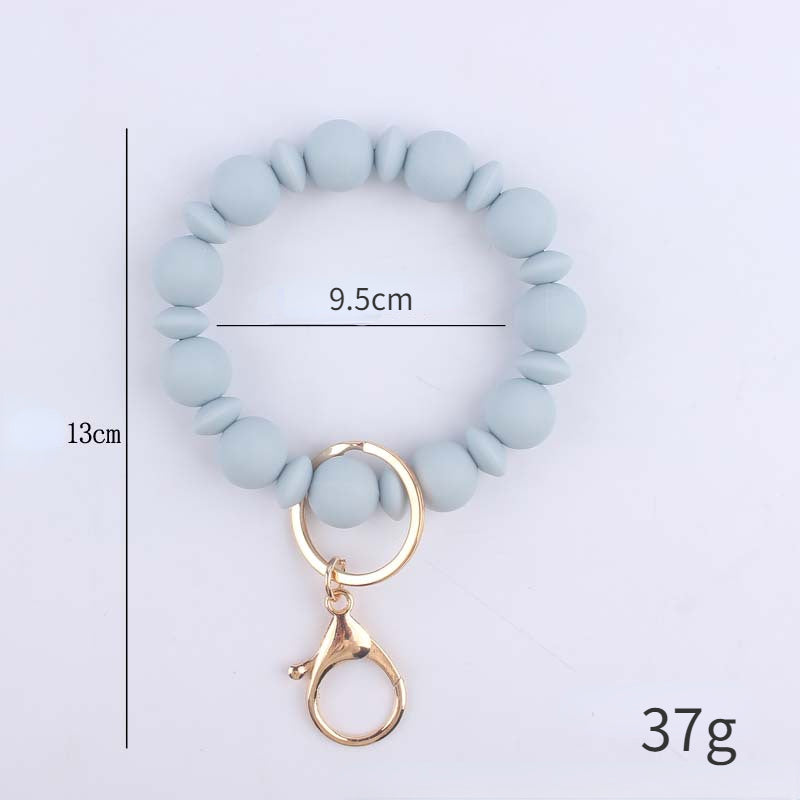 Silicone Bead Wristlet Keychain Matte Soft Hues Gold Clasps 5