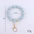 Silicone Bead Wristlet Keychain Matte Soft Hues Gold Clasps 5