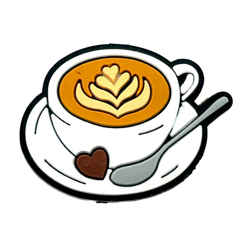 Silicone Focal Beads Coffee Latte Cup With Heart Chocolate and Spoon 20pcs