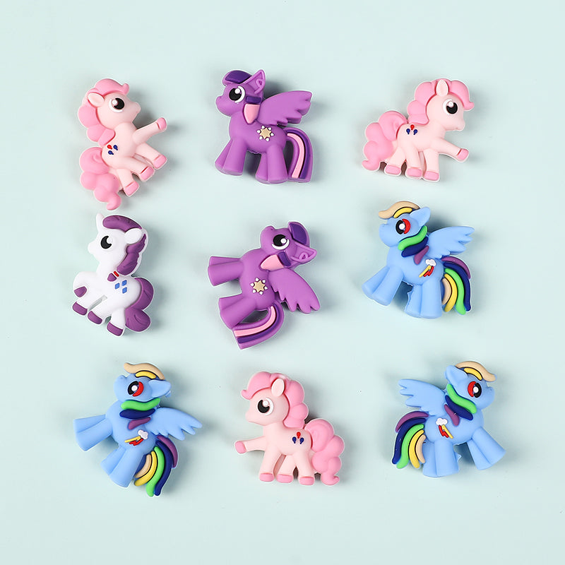 Silicone 3D Focal Beads My Little Pony Front Facing 20pcs 3