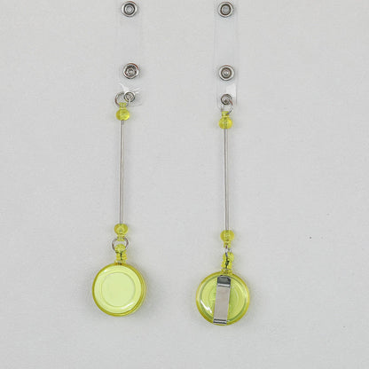 Beadable Badge Reels Retractable ID Keychain Clip - Transparent yellow