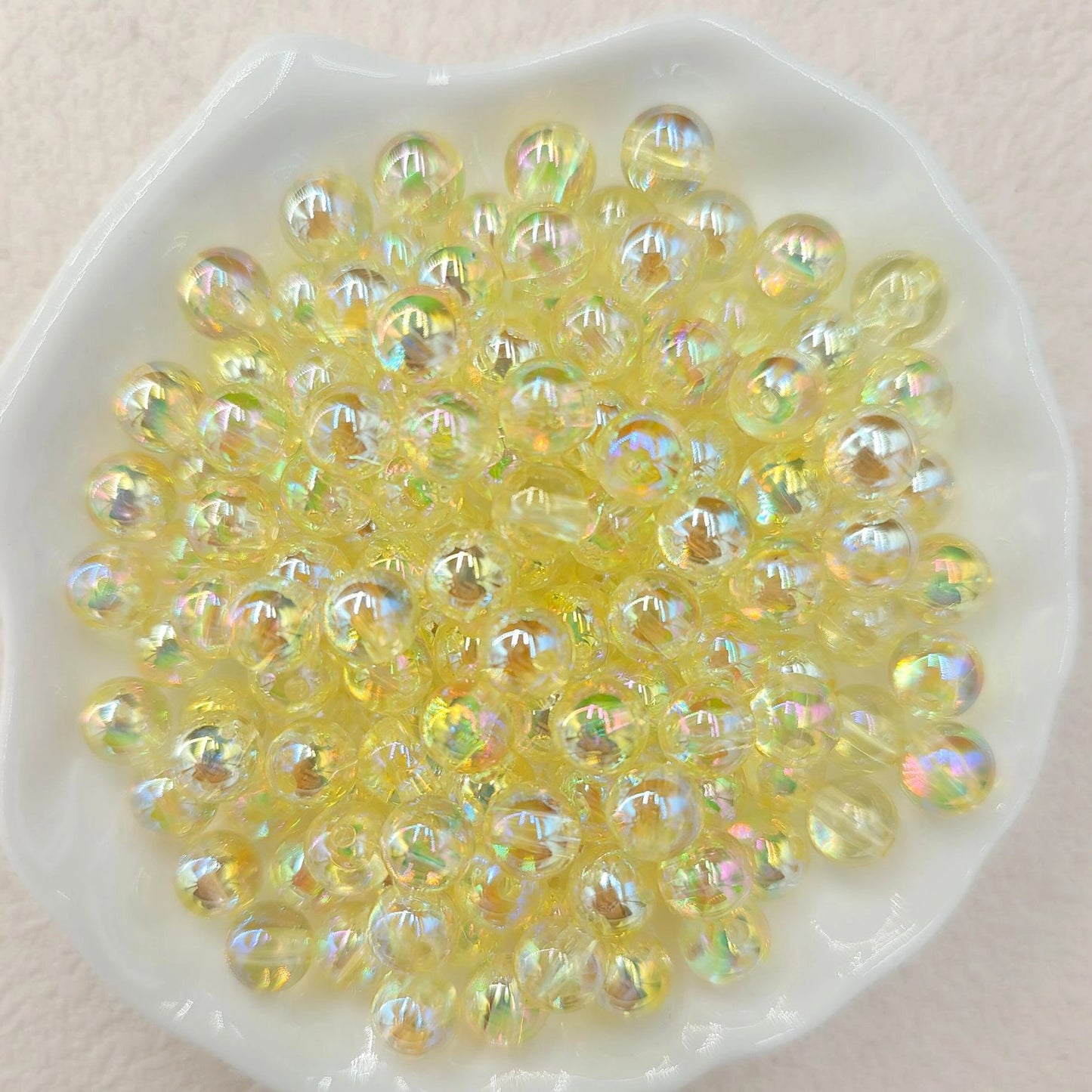 Plating Round Acrylic Beads 10mm Iridescent Transparent 950pcs 17