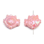 Painted Cat Fish Acrylic Beads 26x22mm Glossy Iridescent 8pcs 6